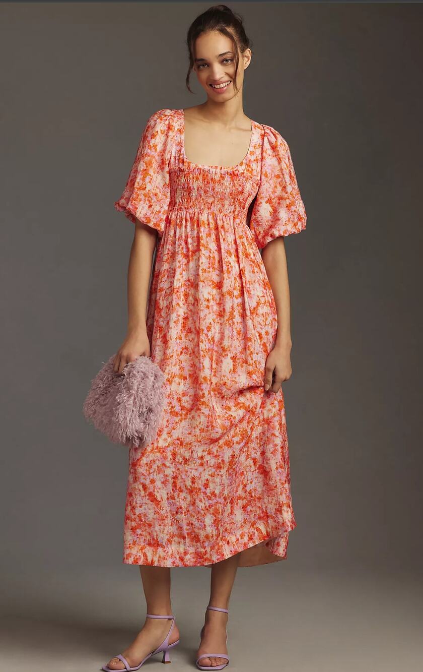 Anthropologie Smocked Midi Dress - New XS